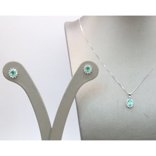 Ciondolo Smeraldo e Diamanti Oro Bianco 18kt 