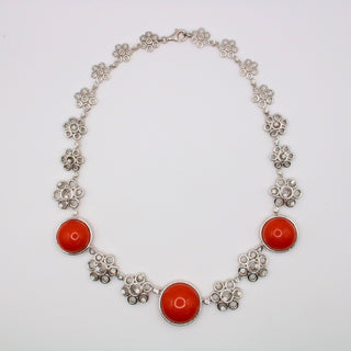 Collana Corallo Rosso e Diamanti – Oro Bianco 18kt | Pezzo Unico Artigianale