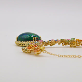 Collana Opale, Diamanti & Zaffiri – Oro Giallo 18kt | Pezzo Unico Artigianale