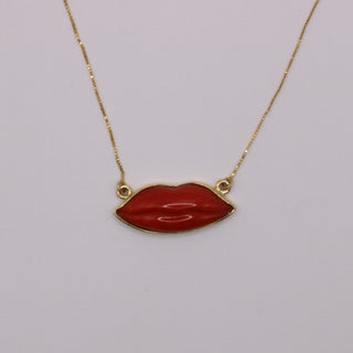 Ciondolo Labbra Bocca di Corallo in Oro