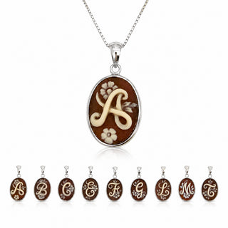 Ciondolo Lettera Cammeo in Argento – Ciondolo Iniziale con cameo italiano