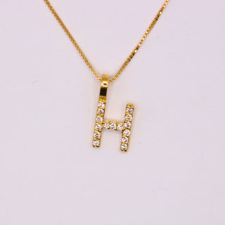 Ciondolo Lettera H in Oro Giallo 18kt con Diamanti | Gioiello Artigianale
