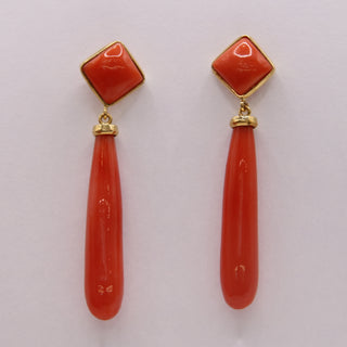 Orecchini Corallo Rosso Originale Oro Giallo 18kt