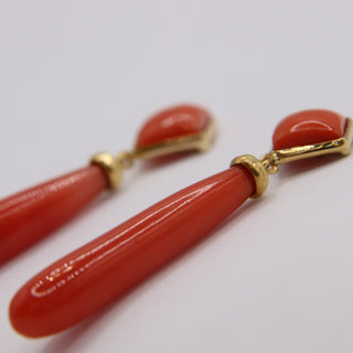Orecchini Corallo Rosso Originale Oro Giallo 18kt