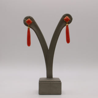 Orecchini Corallo Rosso Originale Oro Giallo 18kt