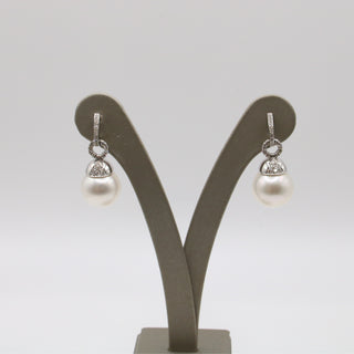 Orecchini Perle Diamanti Oro Bianco 18kt