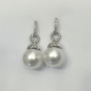 Orecchini Perle Diamanti Oro Bianco 18kt