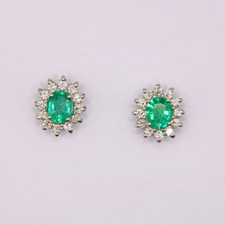 Orecchini Smeraldo Diamanti Oro Bianco