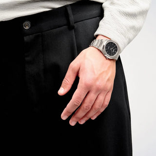 Re_Silver Ultra Thin 40 mm – Orologio Minimal con Quadrante Nero Opaco