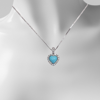 Turquoise heart pendant in 925 silver and zircons