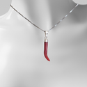 Pendentif Corne Porte-bonheur En Argent 925 - émail Rouge, Couronne Vintage, Charm Pour Bracelet Ou Collier - 7