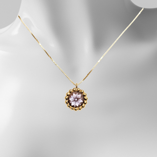 Flower cameo pendant and/or earrings in 925 gold-plated silver