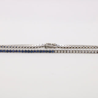 Bracciale Tennis Diamanti e Zaffiri Blu in Oro Bianco 18kt