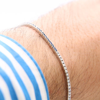 Bracciale Tennis Diamanti e Zaffiri Blu in Oro Bianco 18kt
