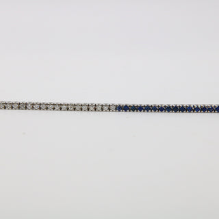 Bracciale Tennis Diamanti e Zaffiri Blu in Oro Bianco 18kt