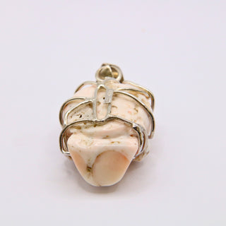 Teschio in Corallo Rosa Chiaro Naturale | Argento 925 Rodiato